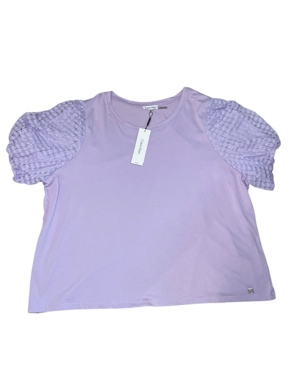 Calvin Klein Patterned Puff-Sleeve Top sz 3 X